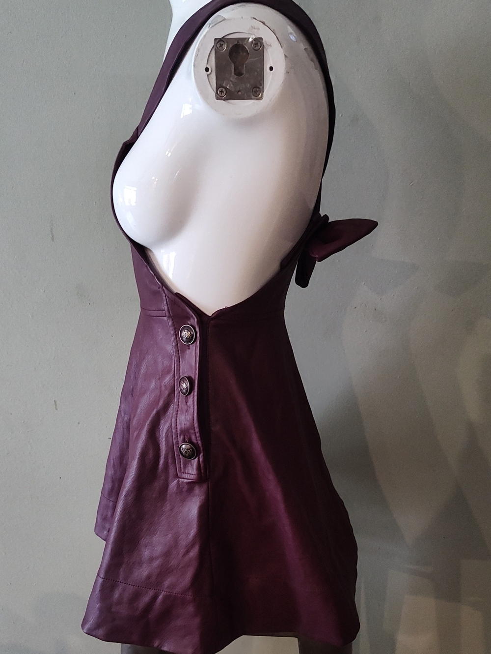 Maeve Anthropologie Maroon Faux Leather Pinefore Xxs - Picture 2 of 7